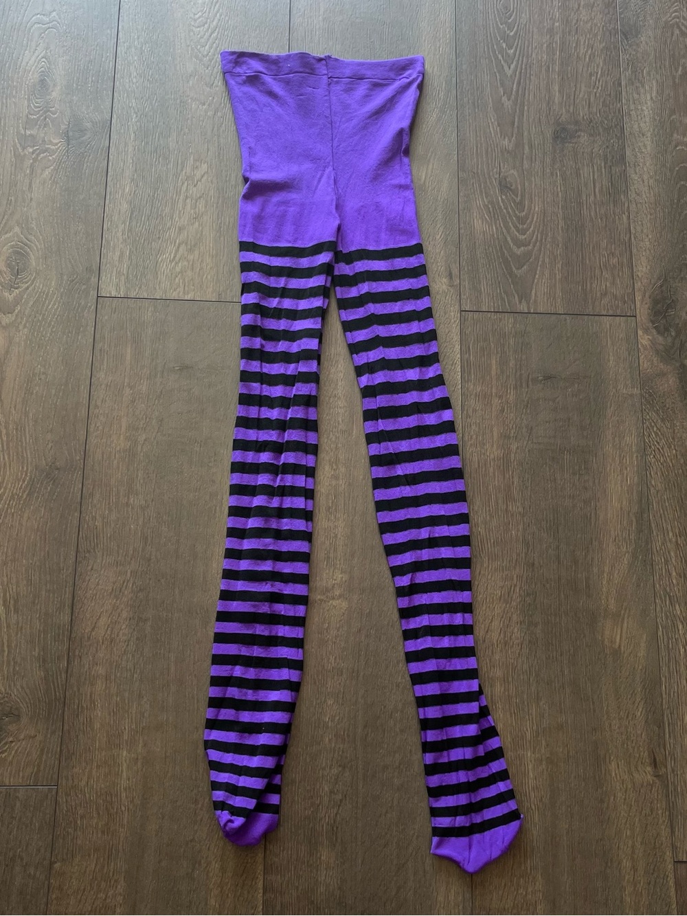 Purple & Black Striped Tights
